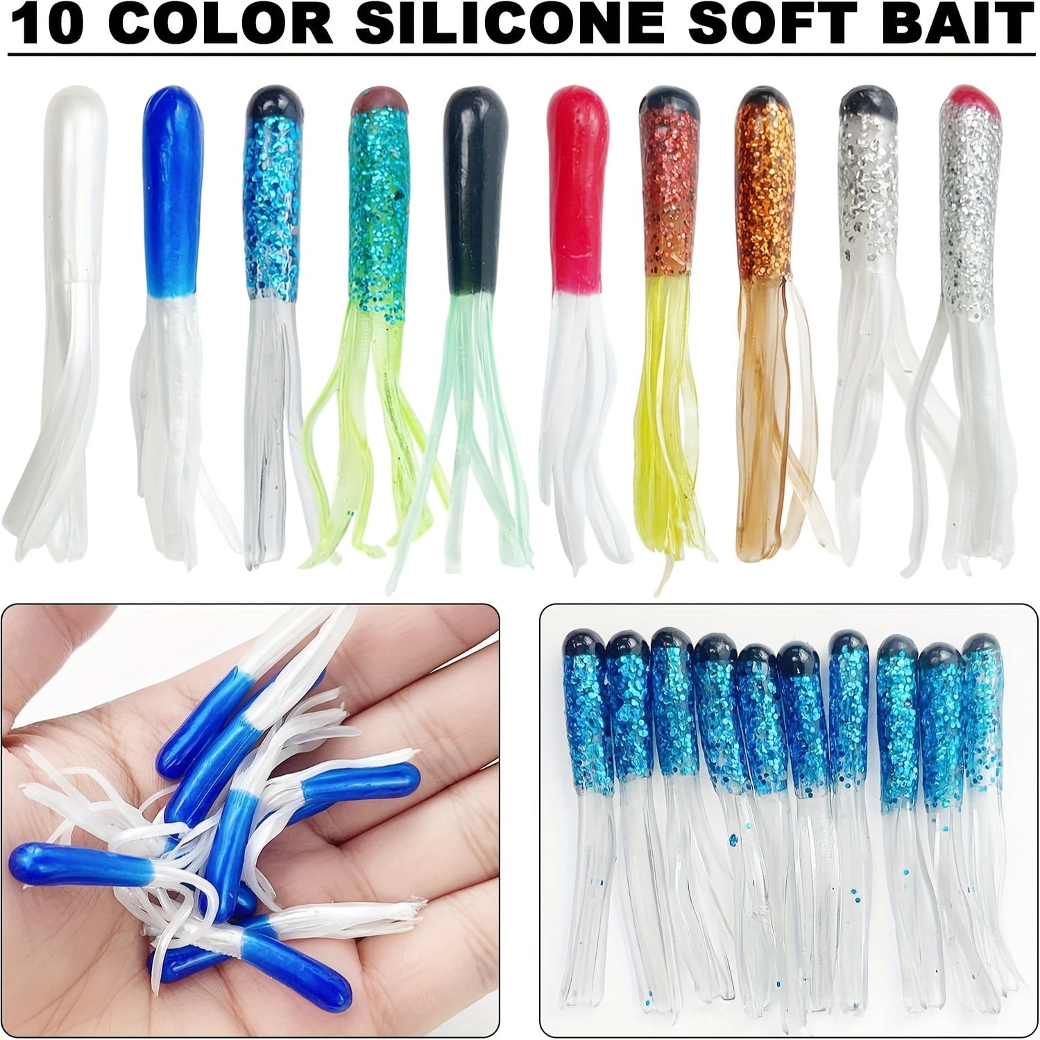 131-Piece Tube Jig Head Kit, Pre-Rigged Swimbaits Soft Plastic Tube Lures, Mixed Color Crappie Bass Fishing Hooks, Saltwater Freshwater PC Construction Tackle Set, Lead Compliant