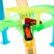 Hot Wheels Stunt Tracks Neon Speeders Tornado Jump Crash Track Set with Motorized Booster & Toy Car