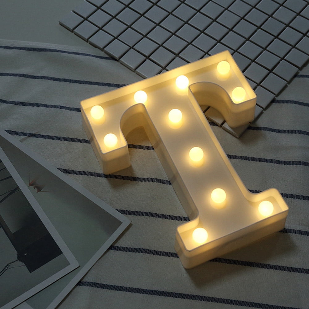 Alphabet LED Letters Lights Light Up White Plastic Letters Number Hanging Sign & 