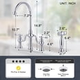 thumbnail image 2 of Wowow Chrome Double Handle High-Arc Widespread Deck Mounted kitchen faucet filter for kitchen sink With Side Spray in Brass, 2 of 7