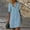 Light Blue, variant on Ayolanni V-Neck Women Dresses Plus Knee-Length Cotton Linen Black Solid Short Sleeve Shirt Dresses Junior Dresses L