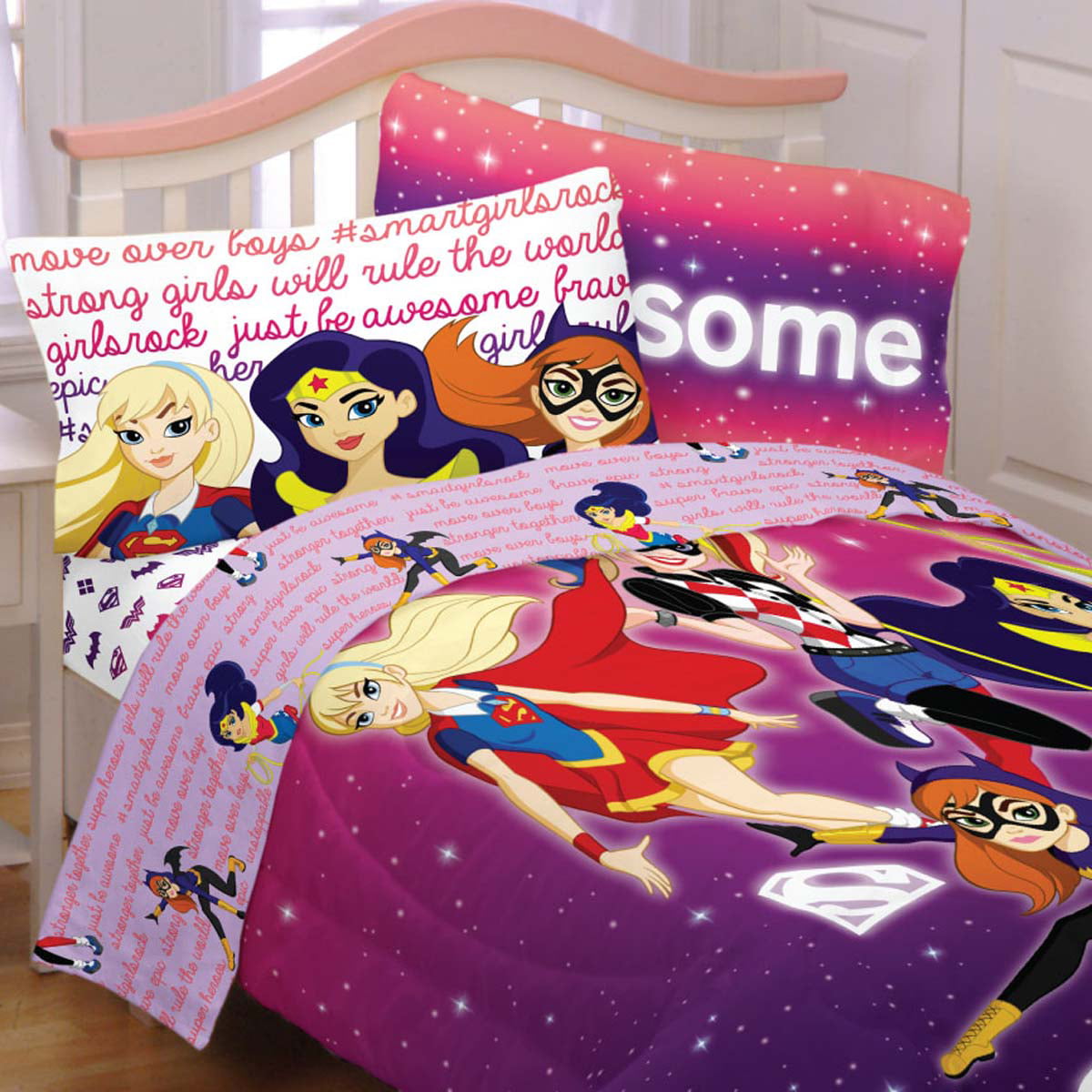 Justice League Girl Bedding Set Cosmic Girls Wonder Woman Comforter and  Sheet Set - Walmart.com