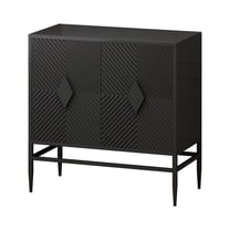 31.50" Modern 2 Door Wooden Storage Cabinet Accent Cabinet with Metal Leg Featuring Two-tier Storage, for Living Room, Entryway and Dining Room, Painted in Black