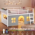 thumbnail image 2 of Toogaho Twin Size Low Loft Bed with Bookshelf & 5 Storage Drawers & LED Lights,Metal Loft Frame with Under-Bed Play Space & Guardrail,White, 2 of 9