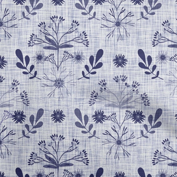 oneOone Cotton Poplin Medium Blue Fabric Floral Quilting Supplies Print Sewing Fabric By The Yard 56 Inch Wide