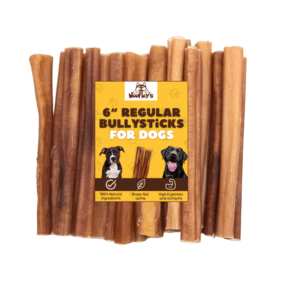 Woofley’s 6-Inch Bully Sticks for Dogs, Regular Thickness, 25 Count