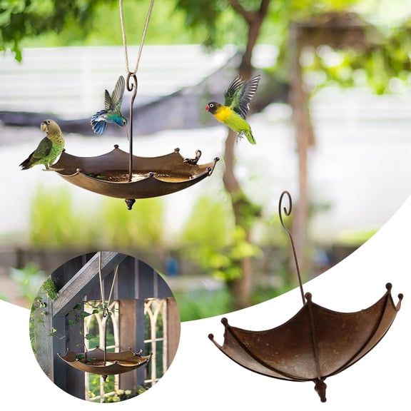 FYHALE Bird Feeders for Outdoors Hanging Hummingbird Umbrella Iron Garden Decorations Umbrella Bird Feeder