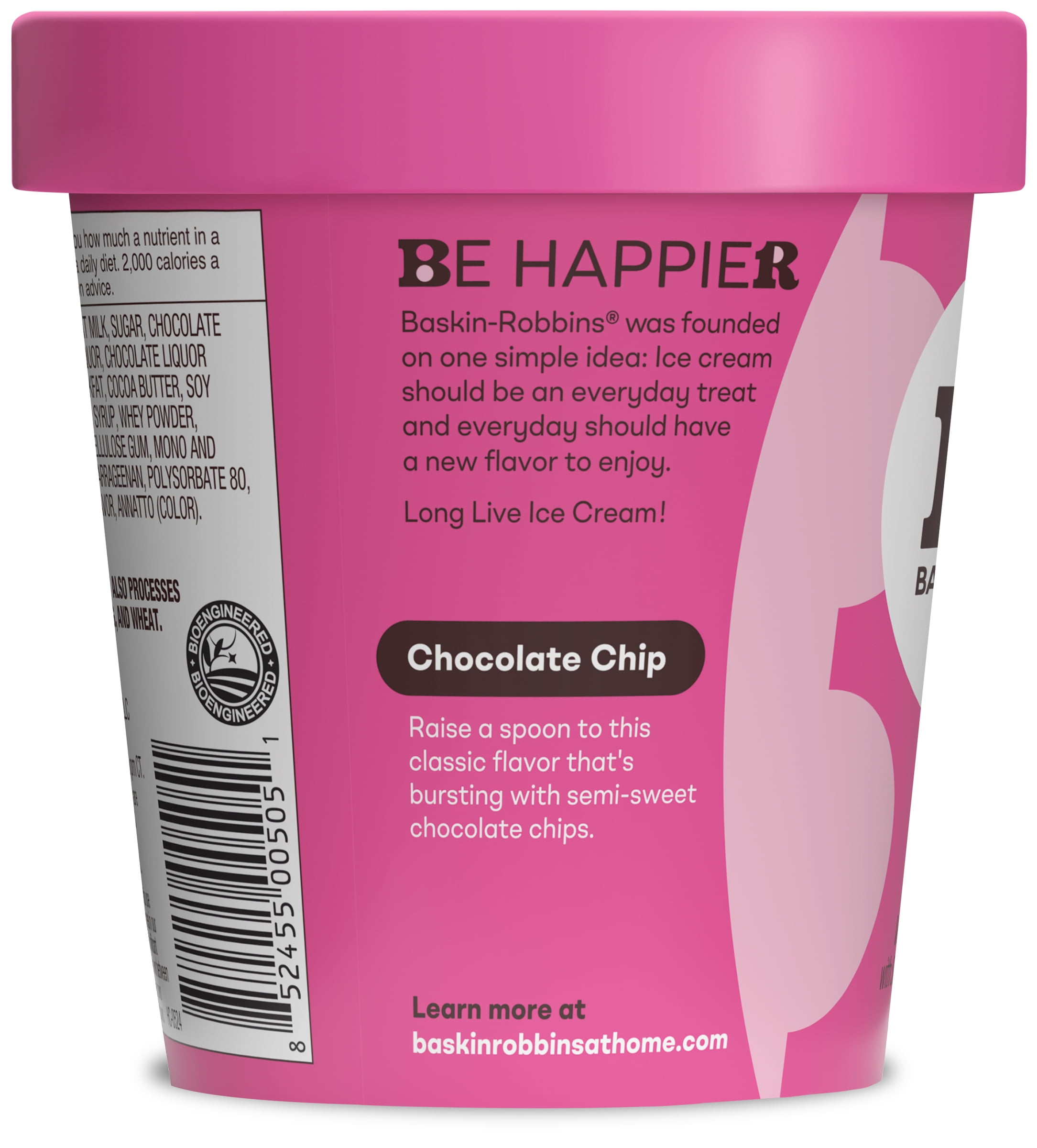 Baskin-Robbins Chocolate Chip Ice Cream, 14 fl oz Cup – Vanilla Ice Cream with Rich Chocolate Chips