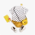 thumbnail image 2 of Baby Girls Casual Outfit Polka Dot Short Sleeved T Shirt Top Ruffle Stripe Shorts Set New Born Baby Summer Sets, 2 of 9