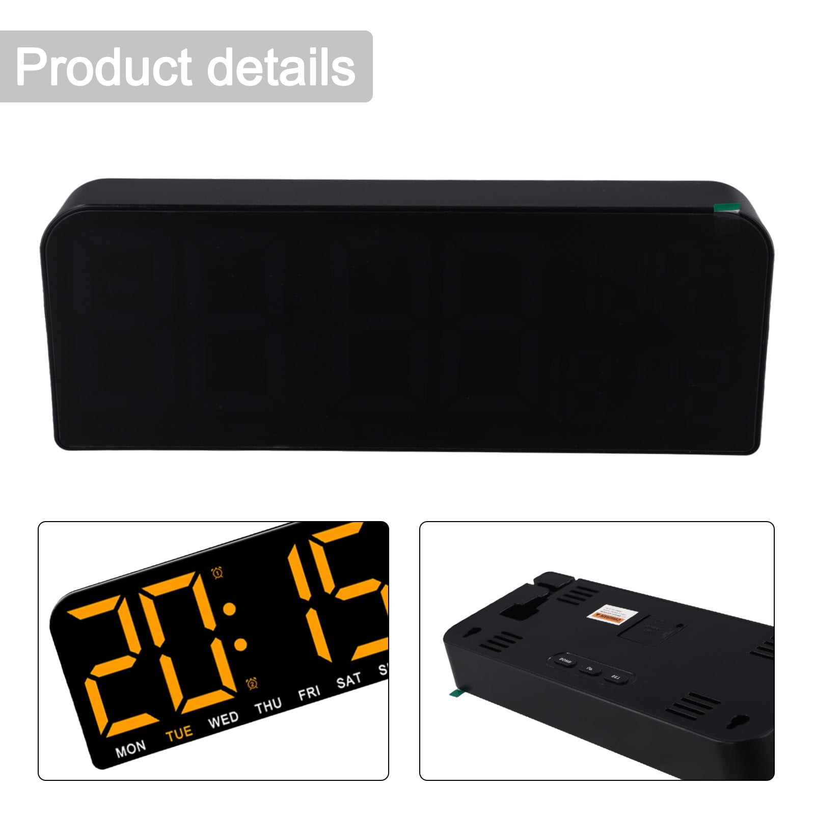 Usb Powered Large Digital Wall Clock Temperature Date Week Timing Countdown Auto-Dimmer 2 Alarm 12/24H Led Alarm Clock Decor