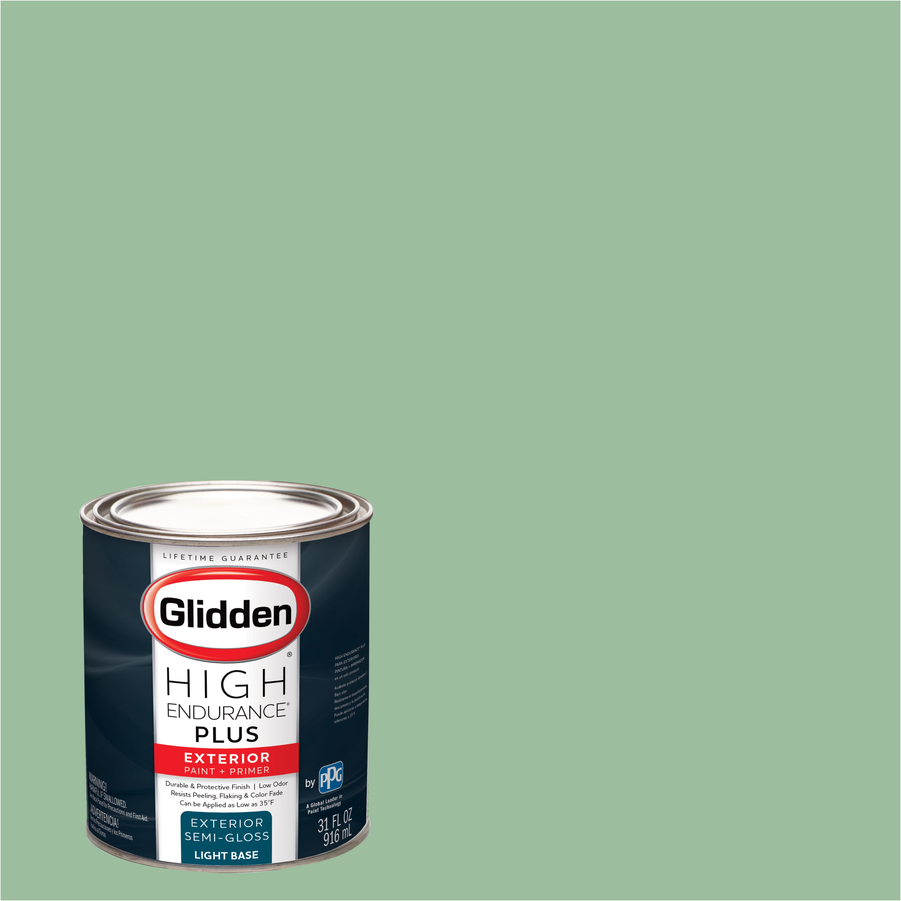 Glidden High Endurance Plus Exterior Paint and Primer, Sea Glass Green
