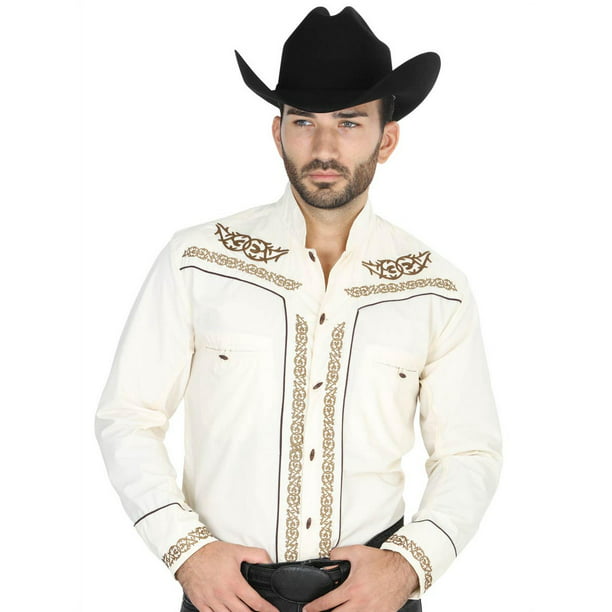 Men's Charro Long tarugo button, Camisa Charra Hombre Hueso El General - Walmart.com