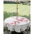 thumbnail image 3 of Outdoor Tablecloth with Umbrella Hole Zipper Pink Flower Round Tablecloth 60" Waterproof Outside Table Cloth Spring Summer Botanical Floral Branches Patio Table Cover Tablecloths for Picnic Party, 3 of 8