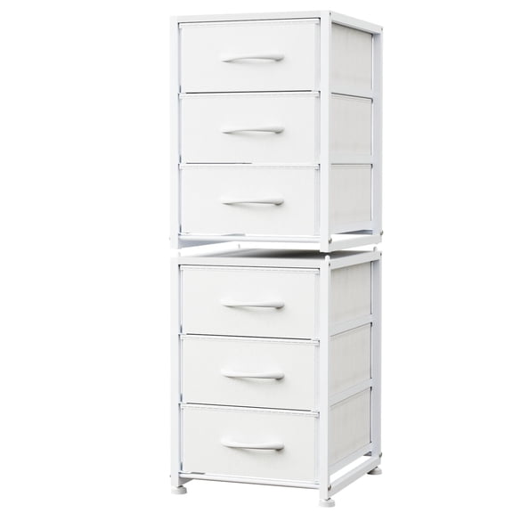 HAIDAIYA 2-Pack Stackable Storage Drawers, 3-Tier White Fabric Dresser with 3 Drawer, Closet Organizer for Bedroom, Dorm