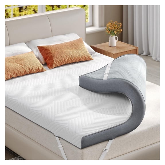 Extra Firm Queen Mattress Topper, 4 Inch 7 Zone Gel Memory Foam Mattress Pad for Back Pressure , Bamboo Charcoal No Smell,