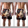thumbnail image 3 of luoweisi Men's Beach Shorts Quick Dry Swim Trunks with Mesh Lining Abstract Rhinoceros 2XL, 3 of 5