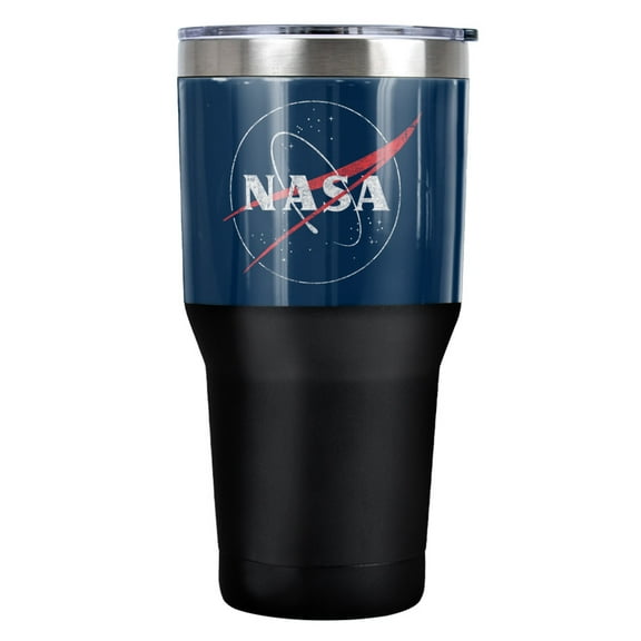 NASA Classic Meatball Logo Stainless Steel Tumbler 30 oz Coffee Travel Cup, Vacuum Insulated & Double Wall with Leakproof Sliding Lid | Great for Hot Drinks and Cold Beverages