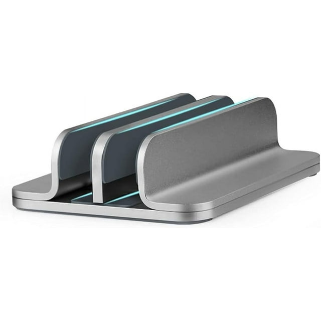 Matte Metal Vertical Laptop Stand Double Desk Laptop Stand Holder with Adjustable Dock Fits All Laptop Mobile Phones
