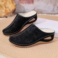 thumbnail image 7 of YOUYEDIAN Leather Orthopedic Shoes for Women Slip-On Nurse Shoes Fashion Round-Toe Wedge Heel Thick-Soled Comfortable Arch Support Walking Mules (Black, 6.5 Wide（EU-37）), 7 of 7