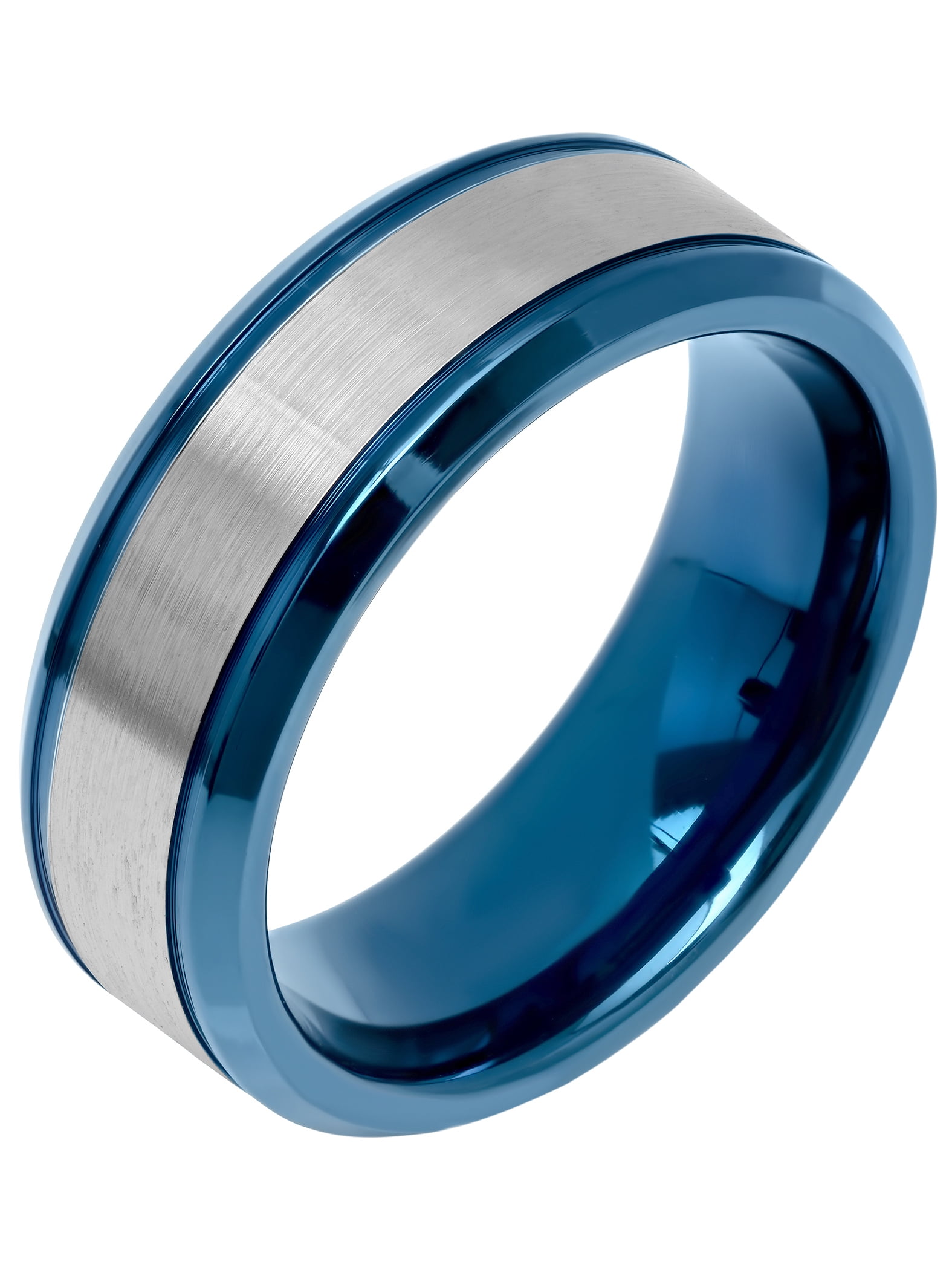 6/8mm Black Titanium Men's Brushed Finish Stripe Wedding Band Ring Size 5-15 - Brook Jewellers