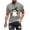 Grey, variant on Halloween T-shirt for Men, Military Green Printed Round Neck Short Sleeve Cotton Blend Top, Casual Daily Wear, Soft Breathable Fabric, Machine Washable
