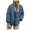 Blue, variant on Women's Pure Color Collar Cotton Jacket Stylish Loose Fit Pockets Long Sleeve Coat Women's Parkas
