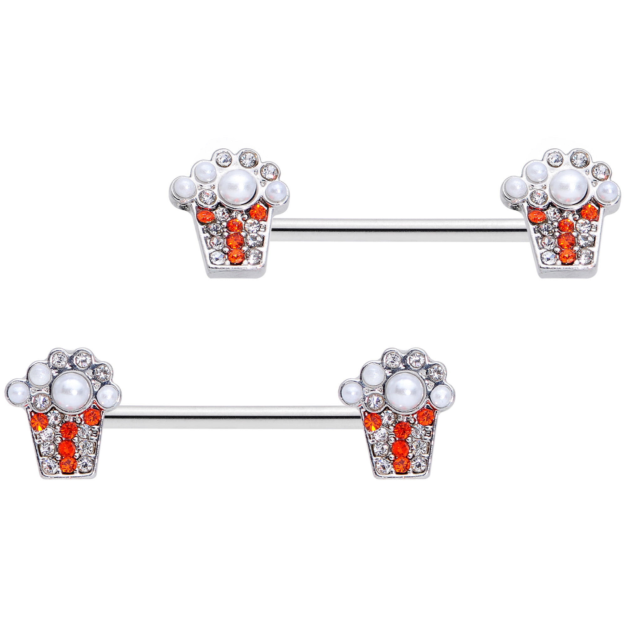50pcs Body Jewelry 14g~1.6mm Double Gems Tongue Ring Nipple Shield Bar Barbells 