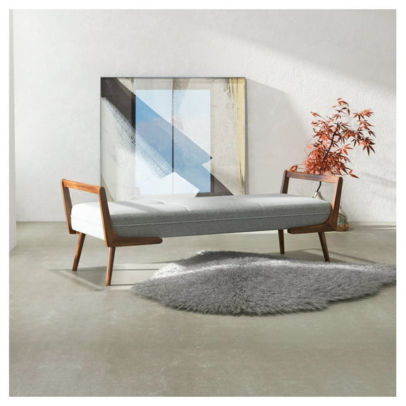 Modern Cora Mid-Century Gray Bench, 20.5"H x 51.4"W x 19.3"D, Entryway or Living Room