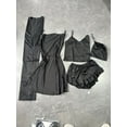 thumbnail image 2 of 4pcs Elegant Floral Print Pajamas Set, Long Sleeve Robe + Cami Dress + Cami Top + Ruffle Hem Shorts, Women's Loungewear & Sleepwear, 2 of 5