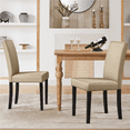 thumbnail image 3 of Renwick Modern Upholstered Dining Chairs with Solid Wood Legs, Set of 2, Khaki, 3 of 7