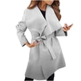 thumbnail image 2 of PVCS Womens Autumn And Winter Lapel Woolen Cloth Coat Trench Jacket Long Overcoat Outwear, 2 of 6