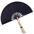 thumbnail image 1 of Abanico plegable Amajiji, grande, de tela de nailon chino/japonés, negro, 1 of 7