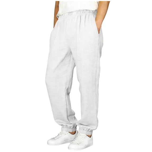 Karoyedx Boys Athletic Pants Boy's Baggy Pants Letter Elastic High Waisted Wide Leg Sweatpants Athletic Track Pants Joggers White Size,7-8 Years
