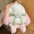 thumbnail image 2 of Pink Cute Imitation Mink Bunny Keychain Plush Rabbit Doll Car Key Chain Bag Charm Decorative Accessory Gift For School Bag Decoration Pink, 2 of 7