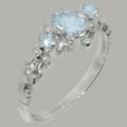 thumbnail image 2 of LBG British Made Classic Solid 14k White Gold Natural Aquamarine Womens Anniversary Ring - 33 size options - Size 5.25, 2 of 9