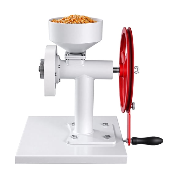 KFFKFF Manual Grain Mill with Flywheel, Hand-Crank Corn Grinder, Heavy-Duty Carbon Steel Wheat Grinding Mill with Adjustable Fineness & 0.53 Gallon Hopper
