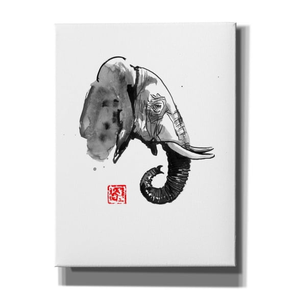 Epic Graffiti 'Elephant Profile' by Pechane, Canvas Wall Art, 12"x16"