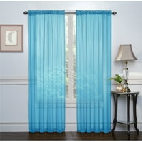 GoodGram Turquoise High Thread Voile Rod Pocket Sheer Curtains, 54” x 84” (2 Panels)