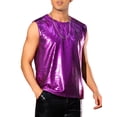 thumbnail image 4 of INSPIRE CHIC Metallic Vest for Men's Disco Shiny Sleeveless Crocodile Pattern Tank Top L Purple, 4 of 4