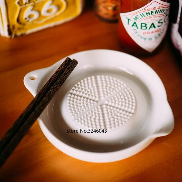 Rallador de cerámica para jengibre, ajo, Wasabi, dispositivo de prensa de ajo triturado, plato de salsa de soja para sushi sashimi, herramientas de alimentos complementarios para bebés MFZFUKR 2029355-1