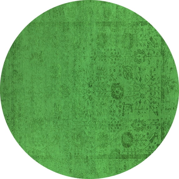Ahgly Company Indoor Round Oriental Green Industrial Area Rugs, 5' Round