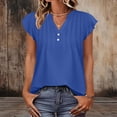 thumbnail image 4 of Fewfanhot Women's Fashion V Neck Button Ruched Ruffle Sleeve Tank Top Sleeveless Vest Casual Lightweight Soft Summer Daily Streetwear Comfort Tops S-XXL, 4 of 9