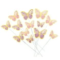 thumbnail image 5 of Hermoso papel con borde dorado, mariposa de alambre rosa y morado tridimensional, decoración para pasteles para hornear, complemento de decoración, 5 of 5