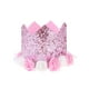 thumbnail image 4 of KAKOWELY 1 gorro de cumpleaños infantil con corona de flores y lentejuelas para decoración de fiesta (gorro rosa), 4 of 4