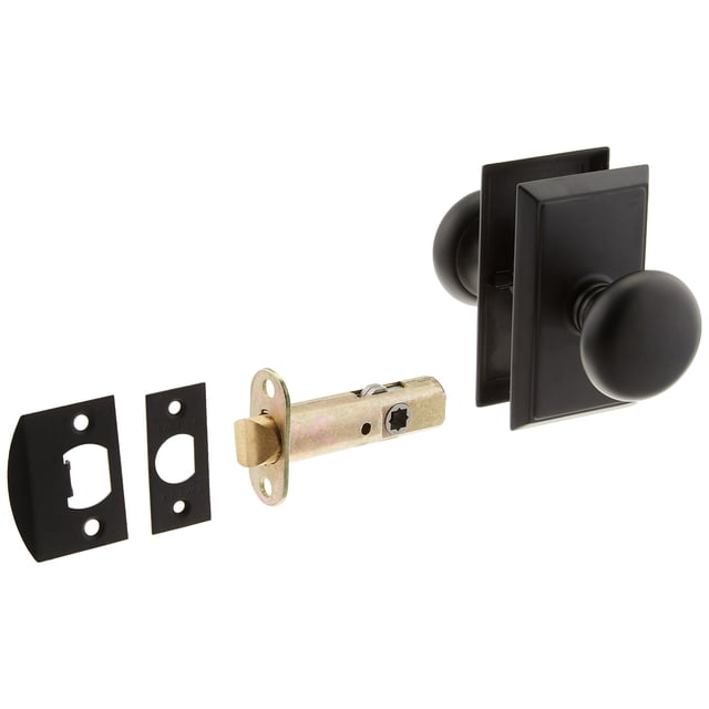 Providence Ensemble de Porte avec Boutons Ronds en Laiton pour Couloir, en Noir Plat. Ensembles de Portes.