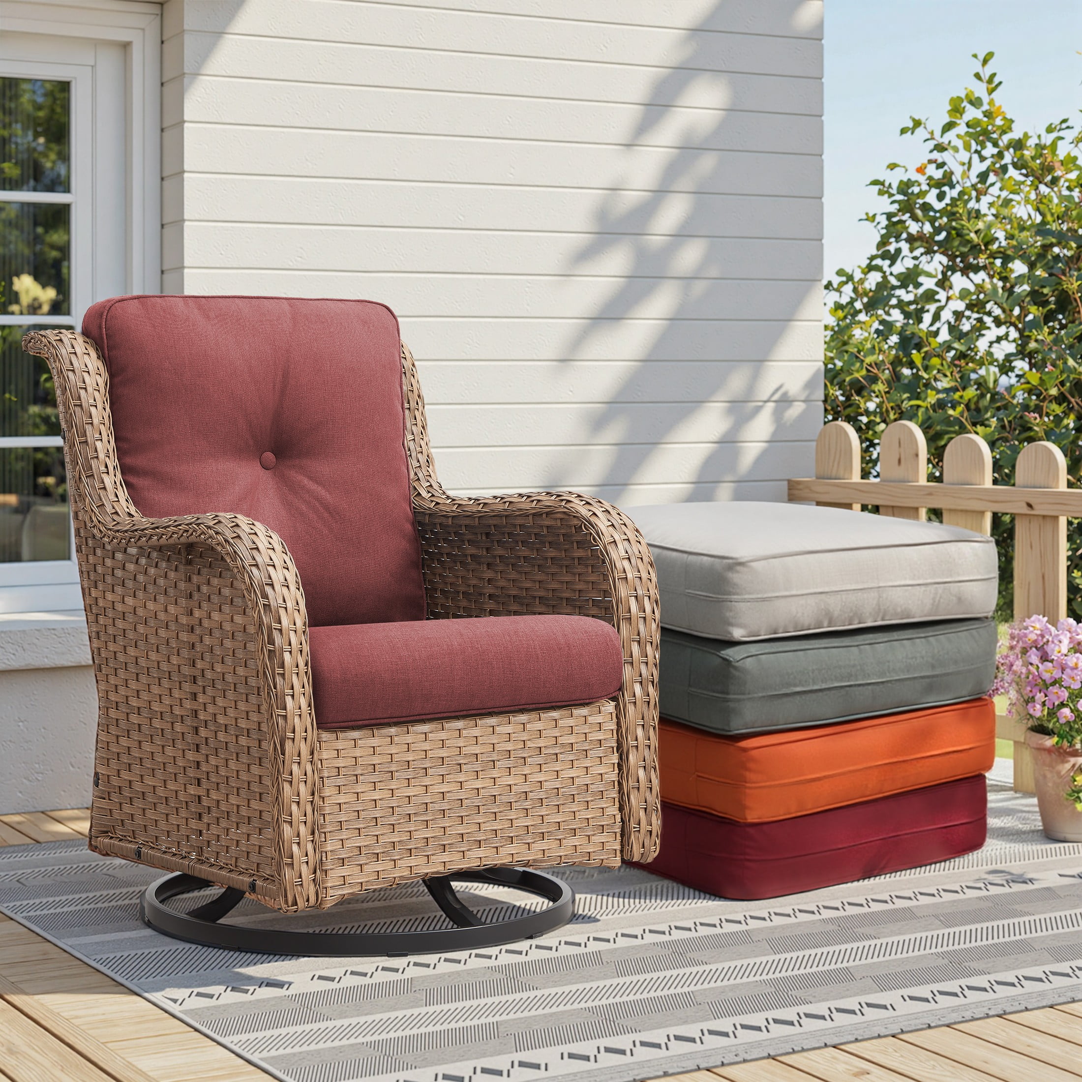 Unnifurnzi Outdoor Deep Seat Cushions-22 x 25 x 4 Inch Outdoor Furniture Cushion with Water Resistant & Removable Cover Outdoor Chair Cushion for Patio Furniture Sofa Couch-Red