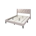 thumbnail image 2 of Niasa Full Size Bed-Chevron Tufted Pink Velvet Upholstered Foam, 2 of 7