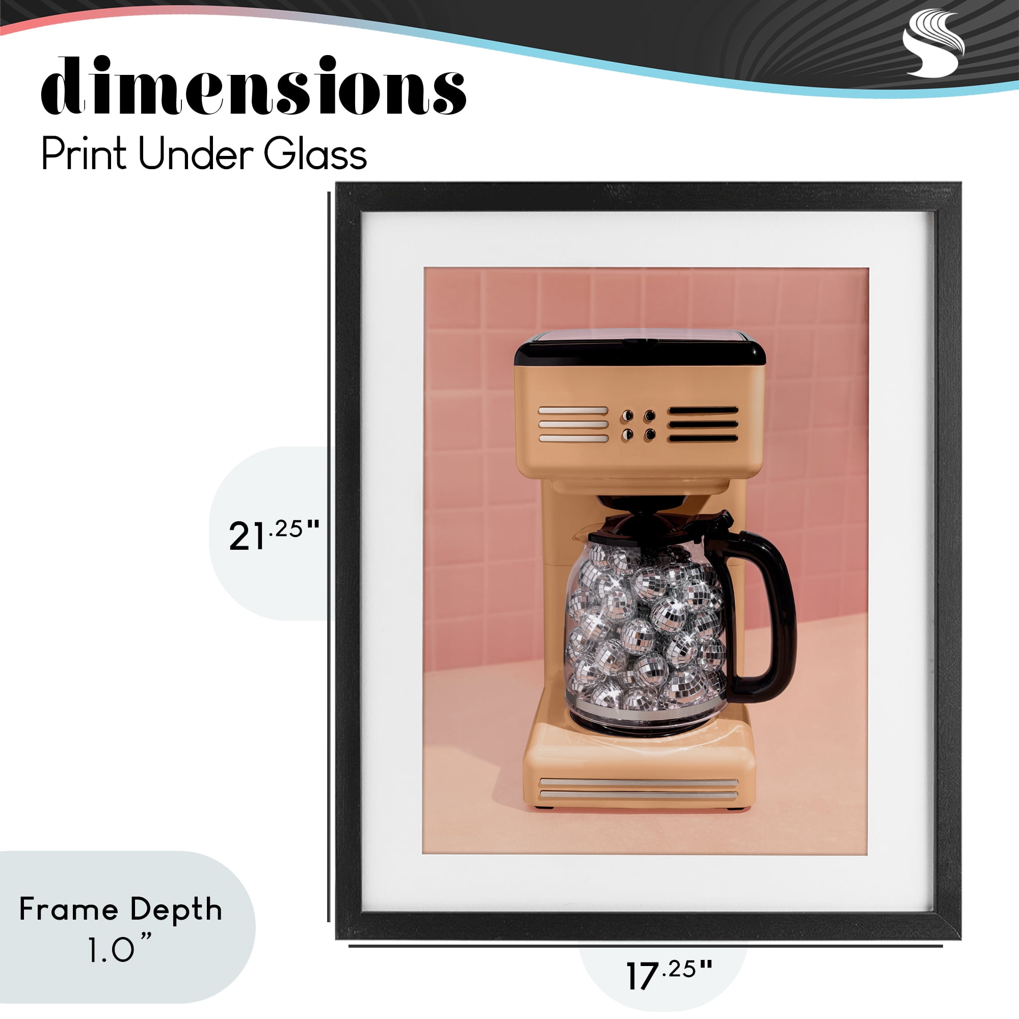 Stupell Industries Disco Coffee Maker over Orange Black Framed Print Under Glass, design by LISH Creative