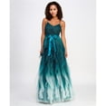 thumbnail image 1 of pear culture Womens Ombre Ruffled Style Gown Dress, emerald, Juniors, 15, 1 of 1