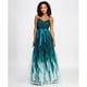 thumbnail image 1 of pear culture Womens Ombre Ruffled Style Gown Dress, emerald, Juniors, 15, 1 of 1